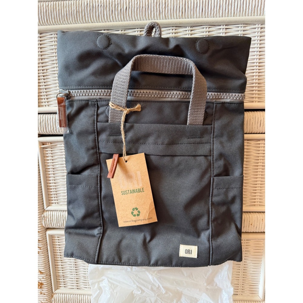 ORI London Finchley A Sustainable Small Backpack Carbon Grey Recycled Bag NEW